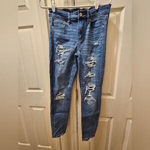American Eagle Outfitters Ripped Blue Skinny Jeans